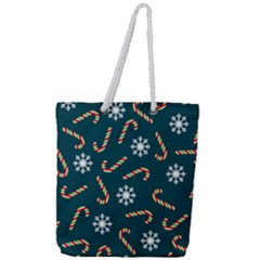Christmas Seamless Pattern With Candies Snowflakes Full Print Rope Handle Tote (large) by Uceng