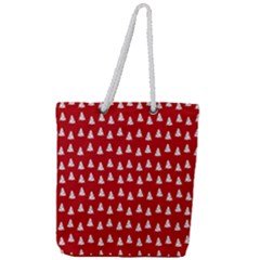 White Christmas Tree Red Full Print Rope Handle Tote (large) by TetiBright