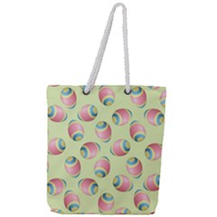 Colorful Easter Eggs Pattern Green Full Print Rope Handle Tote (large) by TetiBright