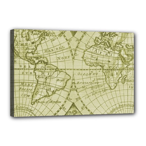 Vintage Mapa Mundi  Canvas 18  X 12  (stretched) by ConteMonfrey