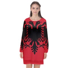 Albania Long Sleeve Chiffon Shift Dress  by tony4urban