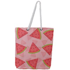 Background Watermelon Pattern Fruit Food Sweet Full Print Rope Handle Tote (large) by Jancukart