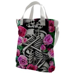 Floral Skeletons Canvas Messenger Bag by GardenOfOphir