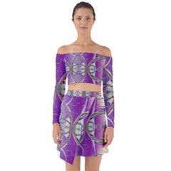 Abstract Colorful Art Pattern Design Fractal Off Shoulder Top With Skirt Set by Ravend