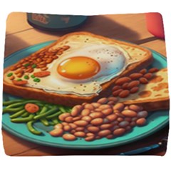 Ai Generated Breakfast Egg Beans Toast Plate Seat Cushion by danenraven