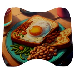 Ai Generated Breakfast Egg Beans Toast Plate Velour Head Support Cushion by danenraven