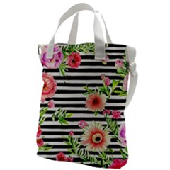 Blooming Watercolor Flowers Canvas Messenger Bag by GardenOfOphir