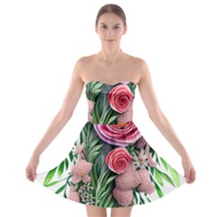 Brilliant Blushing Blossoms Strapless Bra Top Dress by GardenOfOphir