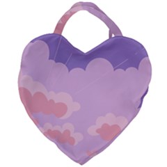 Sky Nature Sunset Clouds Space Fantasy Sunrise Giant Heart Shaped Tote by Ravend
