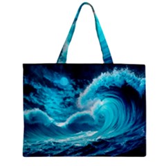 Ai Generated Waves Ocean Sea Tsunami Nautical Sea Zipper Mini Tote Bag by Ravend