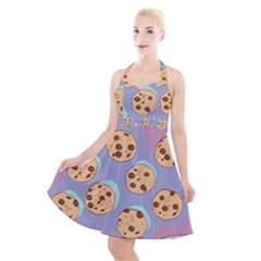 Cookies Chocolate Chips Chocolate Cookies Sweets Halter Party Swing Dress  by Ravend