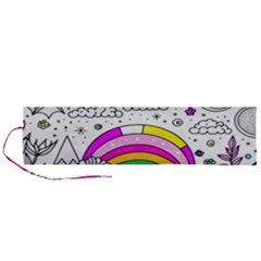 Rainbow Fun Cute Minimal Doodle Drawing Art Roll Up Canvas Pencil Holder (l) by Ravend