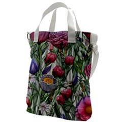 Watercolor Tropical Flowers Canvas Messenger Bag by GardenOfOphir