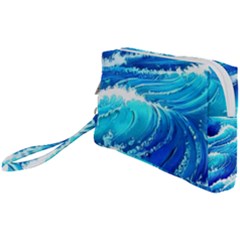 Simple Blue Ocean Wave Wristlet Pouch Bag (small) by GardenOfOphir