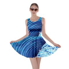Simple Blue Ocean Wave Skater Dress by GardenOfOphir