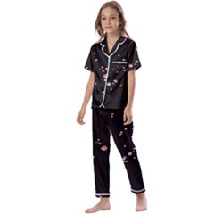 Abstract Rose Gold Glitter Background Kids  Satin Short Sleeve Pajamas Set by artworkshop