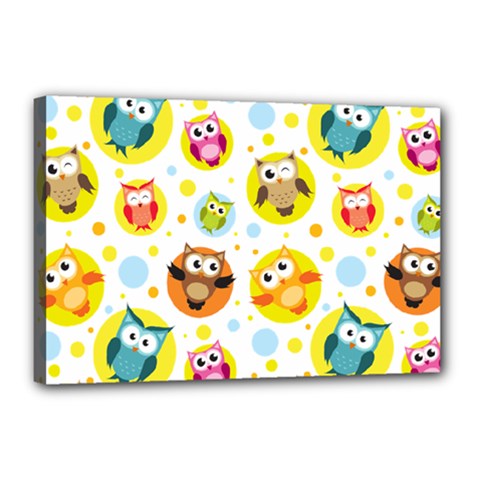 Owl Bird Cartoon Canvas 18  X 12  (stretched) by Jancukart