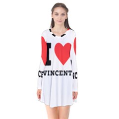 I Love Vincent  Long Sleeve V-neck Flare Dress by ilovewhateva