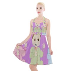 Happy 02 Halter Party Swing Dress  by nateshop