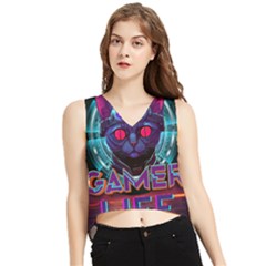 Gamer Life V-neck Cropped Tank Top by minxprints