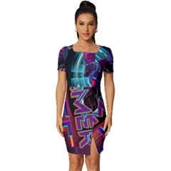 Gamer Life Fitted Knot Split End Bodycon Dress by minxprints