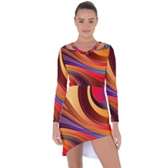 Abstract Colorful Background Wavy Asymmetric Cut-out Shift Dress by Semog4