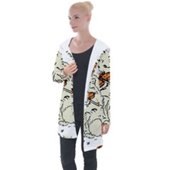 Cat Playing The Violin Art Longline Hooded Cardigan by oldshool