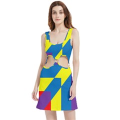 Colorful-red-yellow-blue-purple Velour Cutout Dress by Semog4