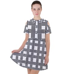 Seamless-stripe-pattern-lines Short Sleeve Shoulder Cut Out Dress  by Semog4
