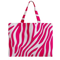 Pink Fucsia Zebra Vibes Animal Print Zipper Mini Tote Bag by ConteMonfrey