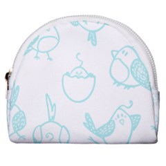 Birds Seamless Pattern Blue Horseshoe Style Canvas Pouch by ConteMonfrey