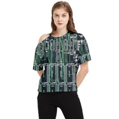Printed Circuit Board Circuits One Shoulder Cut Out Tee by Celenk