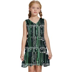 Printed Circuit Board Circuits Kids  Sleeveless Tiered Mini Dress by Celenk