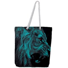 Angry Male Lion Predator Carnivore Full Print Rope Handle Tote (large) by Salman4z