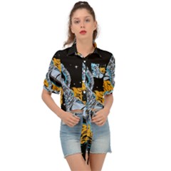 Astronaut Planet Space Science Tie Front Shirt  by Salman4z