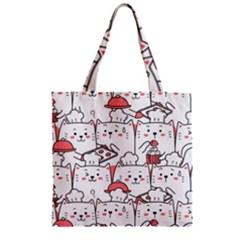 Cute Cat Chef Cooking Seamless Pattern Cartoon Zipper Grocery Tote Bag by Salman4z