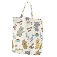 Happy-cats-pattern-background Giant Grocery Tote by Salman4z