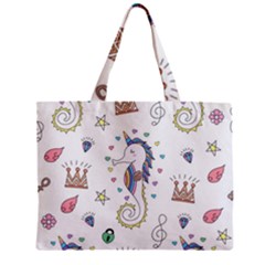 Seamless-pattern-cute-unicorn-cartoon-hand-drawn Zipper Mini Tote Bag by Salman4z