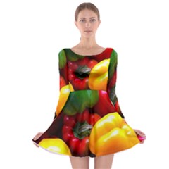 Colorful Capsicum Long Sleeve Skater Dress by Sparkle