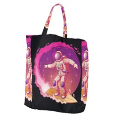 Astronaut-spacesuit-standing-surfboard-surfing-milky-way-stars Giant Grocery Tote by Salman4z