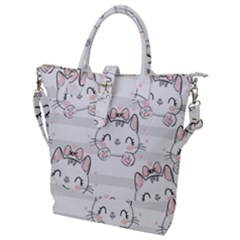 Cat-with-bow-pattern Buckle Top Tote Bag by Salman4z