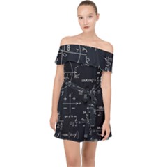 Mathematical-seamless-pattern-with-geometric-shapes-formulas Off Shoulder Chiffon Dress by Salman4z