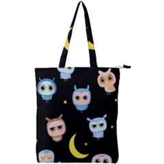 Cute-owl-doodles-with-moon-star-seamless-pattern Double Zip Up Tote Bag by Salman4z