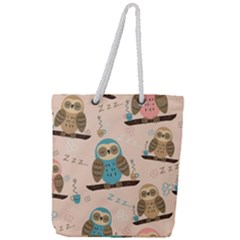Seamless-pattern-owls-dream-cute-style-pajama-fabric Full Print Rope Handle Tote (large) by Salman4z