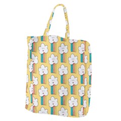Smile-cloud-rainbow-pattern-yellow Giant Grocery Tote by Salman4z