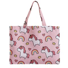 Cute-unicorn-rainbow-seamless-pattern-background Zipper Mini Tote Bag by Salman4z