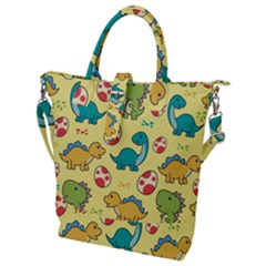 Seamless Pattern With Cute Dinosaurs Character Buckle Top Tote Bag by pakminggu