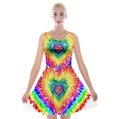 Tie Dye Heart Colorful Prismatic Velvet Skater Dress by pakminggu