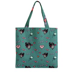 Raccoon Texture Seamless Scrapbooking Hearts Zipper Grocery Tote Bag by pakminggu