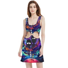 Cartoon Parody In Outer Space Velour Cutout Dress by Mog4mog4